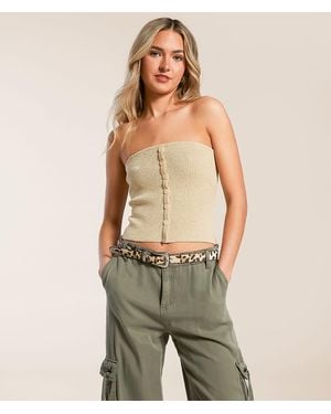 Blu Pepper Textured Knit Tube Top - Green