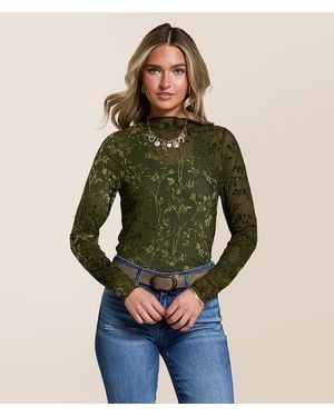 Willow & Root Sheer Mesh Top - Green