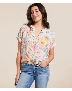 Daytrip Crinkle Floral Top - Blue