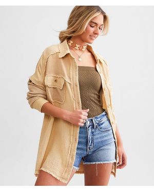 BKE Pieced Boyfriend Shirt - Blue