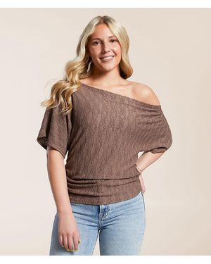 Daytrip Eyelet Off The Shouler Top - Brown