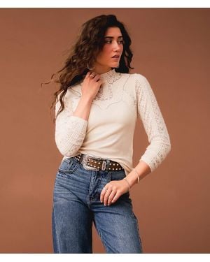 Gimmicks Sequin Mock Neck Top - Blue