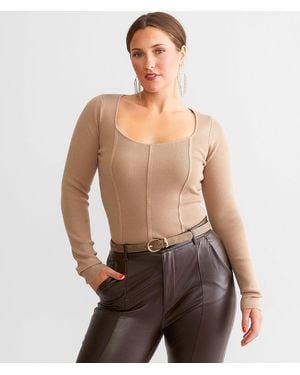 BKE Ribbed Sweetheart Top - Green