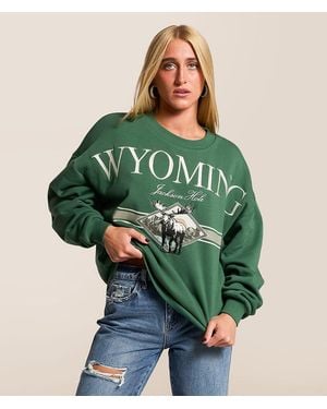 Modish Rebel Jackson Hole Wyoming Oversized Pullover - Green
