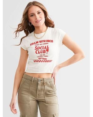 FITZ + EDDI Palm Springs Social Club Cropped T-Shirt - Brown