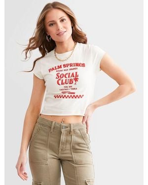 FITZ + EDDI Palm Springs Social Club Cropped T-Shirt - Brown