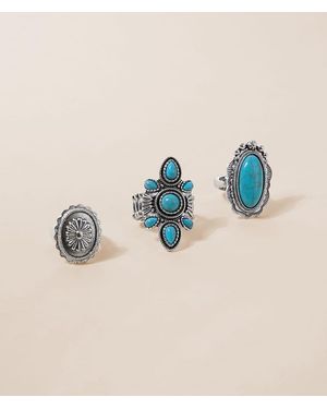 Sterling & Stitch 3 Pack Statement Ring Set - Blue