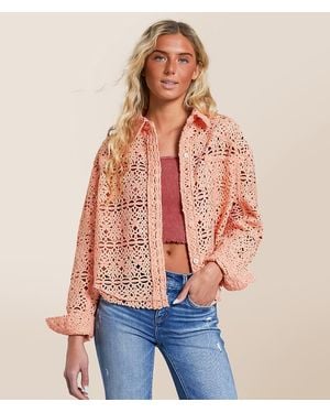 Oli & Hali Crochet Shacket - Red