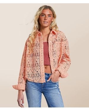 Oli & Hali Crochet Shacket - Red