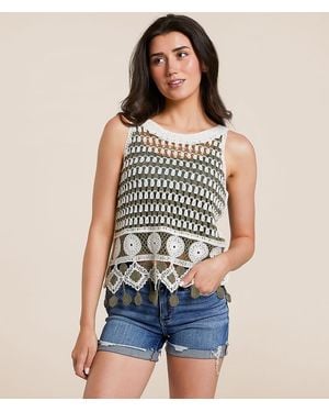 Daytrip Crochet Sweater Knit Tank Top - Blue
