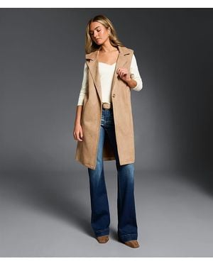 Buckle Black Faux Suede Blazer Vest - Gray