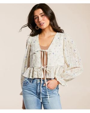 Willow & Root Embroidered Floral Top - Natural