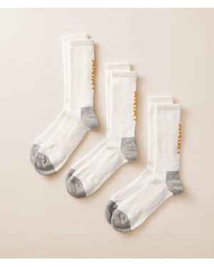 Ariat 3 Pack Performance Work Socks - Natural