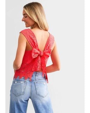 Daytrip Open Back Tie Lace Tank Top - Red