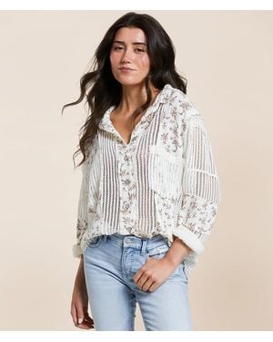 Pol Floral Crochet Shirt - White