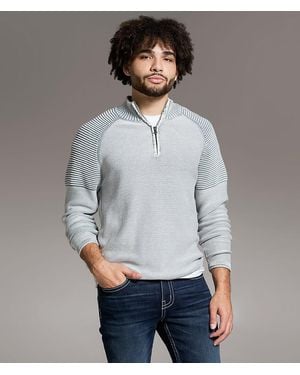 BKE Stonewash Quarter Zip Sweater - Gray