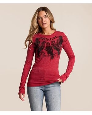 Affliction Crows Burnout T-Shirt - Red