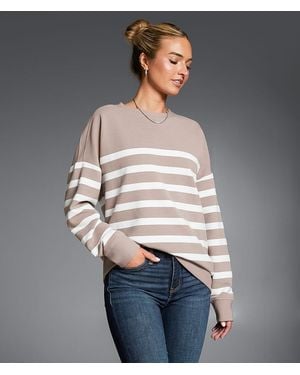 Buckle Black Striped Pullover - Gray