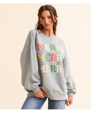 Modish Rebel Merry Merry Merry Oversized Pullover - Gray