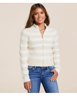 Willow & Root Tonal Striped Cardigan Sweater - Blue
