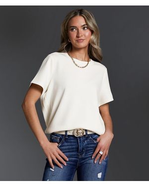Buckle Black Step Hem Top - White