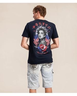 Sullen Lady Liberty T-Shirt - Blue
