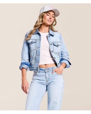 Hidden Jeans Studded Denim Stretch Jacket - Blue