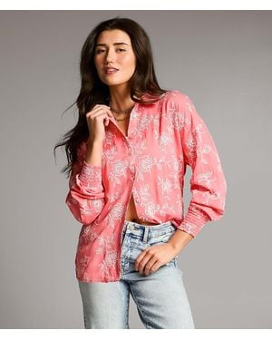 BKE Embroidered Floral Oversized Blouse