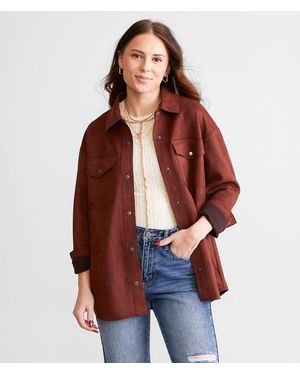Willow & Root Faux Suede Shacket - Red