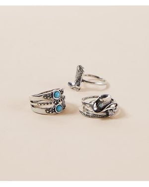 Sterling & Stitch 6 Pack Western Ring Set - Natural