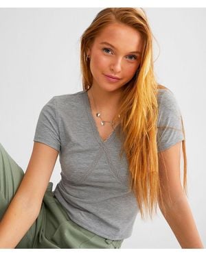 FITZ + EDDI Lace Trim Cropped Top - Gray