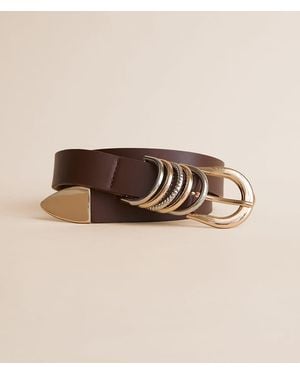 BKE Glitz Mixed Metal Belt - Brown