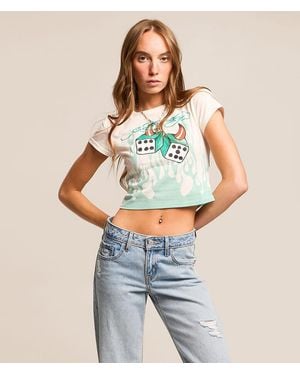 Ed Hardy Deviled Dice Baby Cropped T-Shirt - Natural