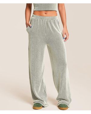 Willow & Root Rib Knit Wide Leg Pant - Green