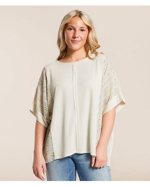 Daytrip Pieced Pointelle Floral Top - Natural