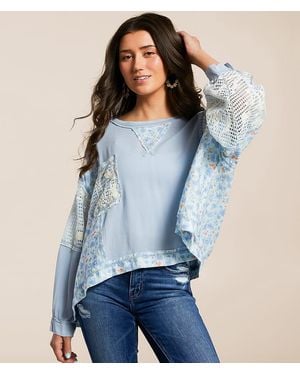 Pol Floral Pieced Top - Blue