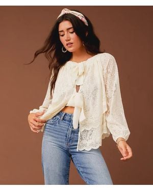 Gimmicks Tiered Lace 4-Way Top - Blue