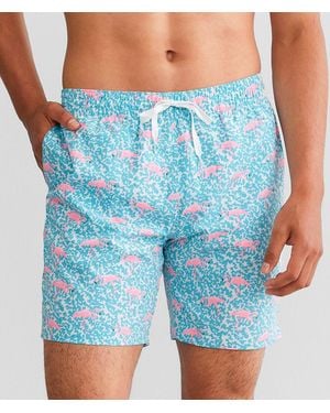 Chubbies The Domingos Are Flamingos Stretch Swim Trunks - Blue