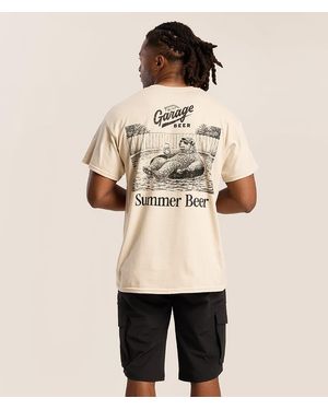 American Needle Garage Beer Pool Bear T-Shirt - Natural