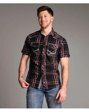 BKE Standard Plaid Shirt - Black