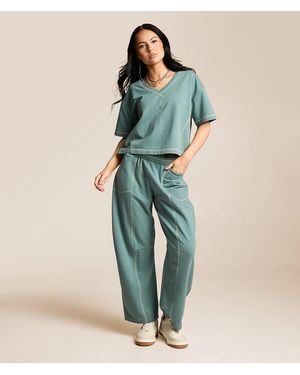 Gilded Intent Contrast Stitch Wide Leg Pant - Green