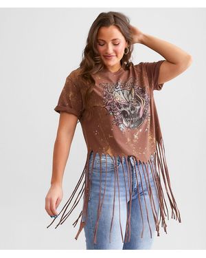Affliction Alley Wreck Fringe T-Shirt - Blue