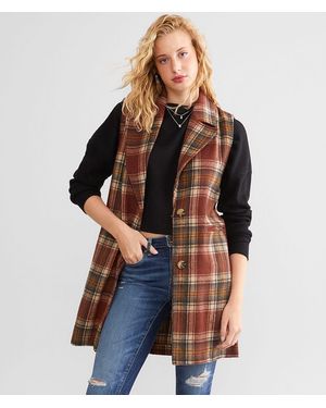 BKE Flannel Longline Vest - Black