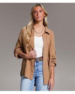 BKE Button Down Blouse - Brown