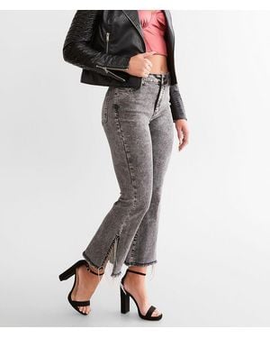 Blue B Rhinestone High Rise Cropped Flare Jean - Black