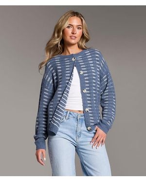 BKE Striped Cardigan Sweater - Blue