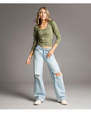 BKE Taylor Low Slung Baggy Wide Leg Stretch Jean - Multicolor