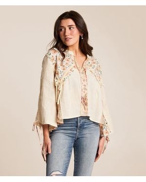 Pol Floral Pieced Blouse - Natural