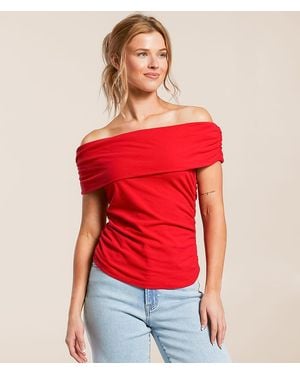 Willow & Root Off The Shoulder Top - Red