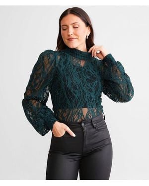 BKE Beaded Lace Top - Green